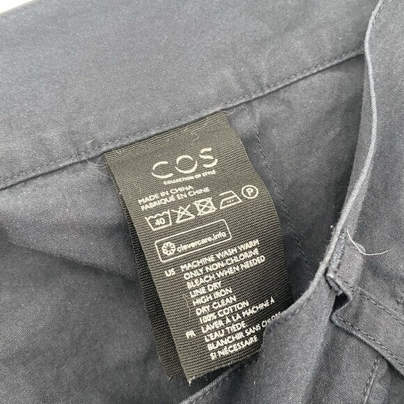 COS Size 8 Navy Blue Ultra High Waisted Button Fly Pants Cropped Ankle Length - Picture 8 of 14